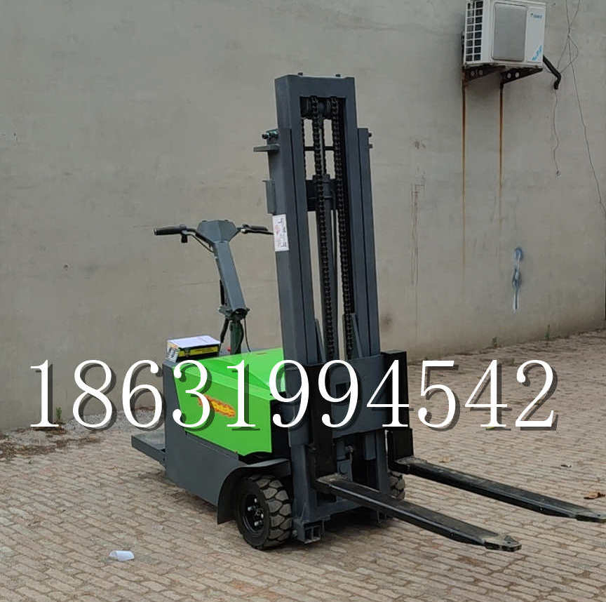 连州市优程全电动叉车插腿式堆高车液压装卸车1.5吨升高小型站驾式铲车
